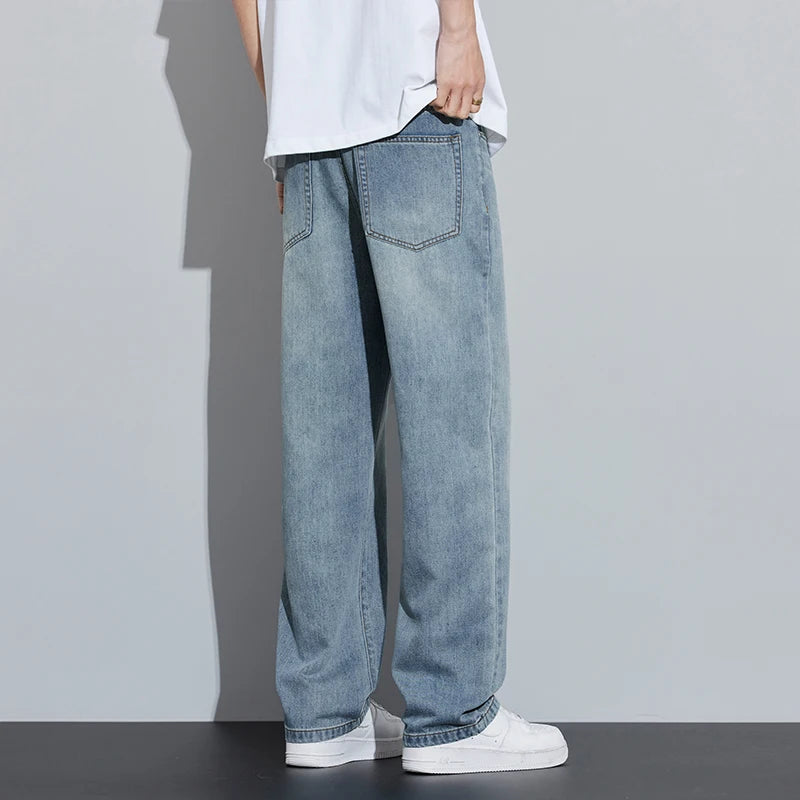 2025 Spring/Summer New Men's Lyocell Loose Jeans Summer Thin Breathable Straight denim Retro Business Casual Fashion Korean M