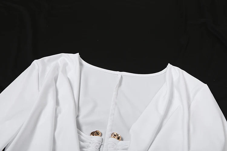Swing Collar Romper & Metal Buckle Bra Set — Women's Party
