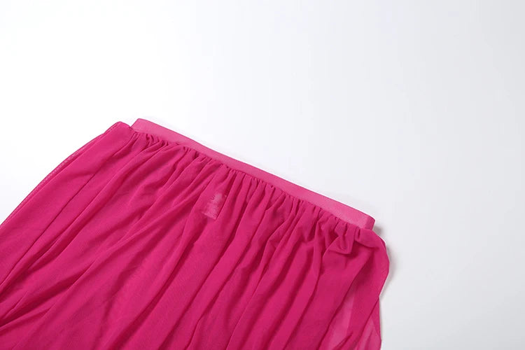 Weird Puss Y2K Sexy 2 Piece Set Women See Through Midnight Irregular Full Sleeve Crop Tops+Ruched Split Skirts Matching Clubwear