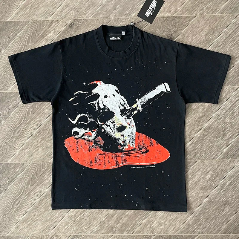 HS Halloween Skull Washable cotton printed skull short sleeve T-shirt