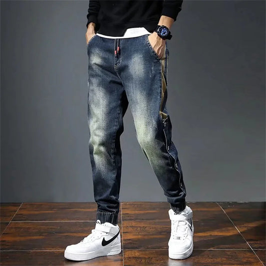 Denim Jeans Harem Pants Fashion Pockets Desinger Loose Baggy Moto Jeans Men Stretch Retro Streetwear Relaxed men clothing pants