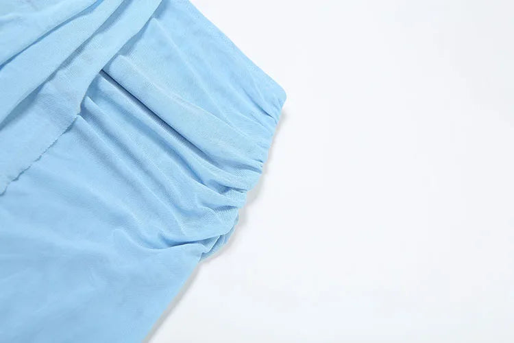 Weird Puss See Through Women 2 Piece Set Y2K Halter Swing Collar Seashell Tank Tops+Ruched Waist Maxi Skirts Midnight Clubwear