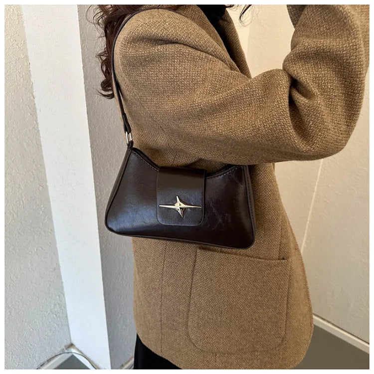 Solid color armpit bag, women's fashion new style | Casual texture shoulder bag, summer minimalist baguette bag