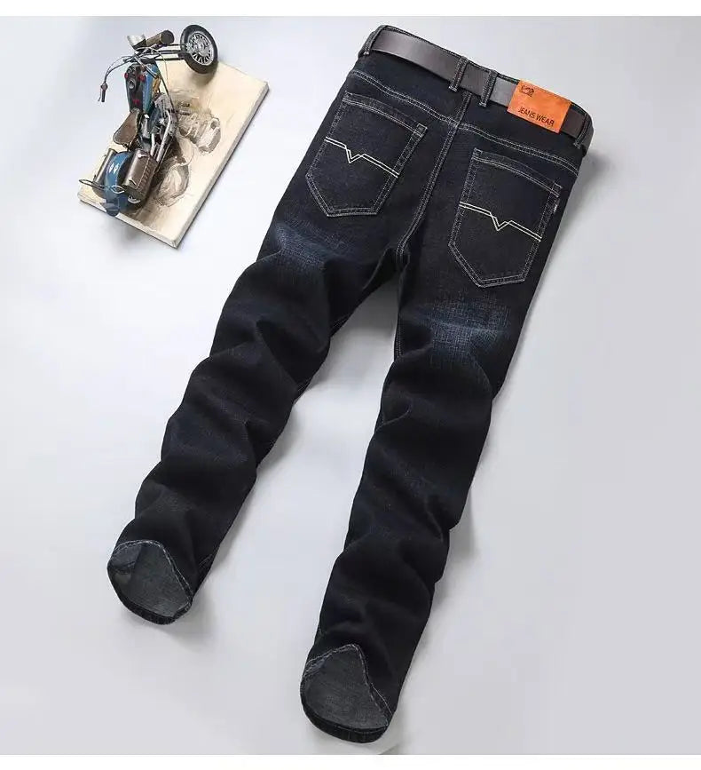 2025 Spring/Summer New Men's Jeans Micro Elastic Loose Straight Tube Business Casual Men's Pants Boutique Denim Series