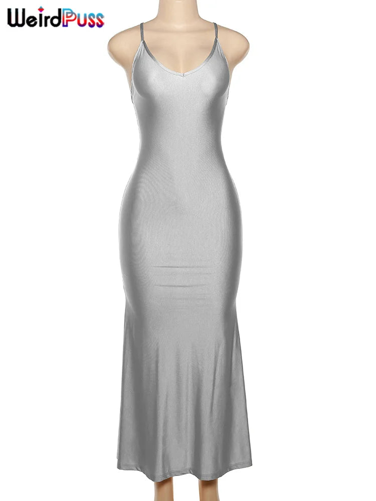 Backless V-Neck Mermaid Evening Maxi Dress — Women's Prom