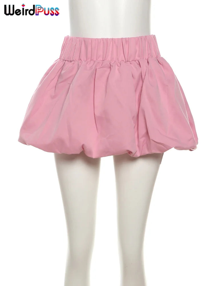 Weird Puss Ball Gown Skirts Women Y2K Hottie 2024 Summer Trend Midnight Waistband Miniskirts Birthday Streetwear Wild Bottoms