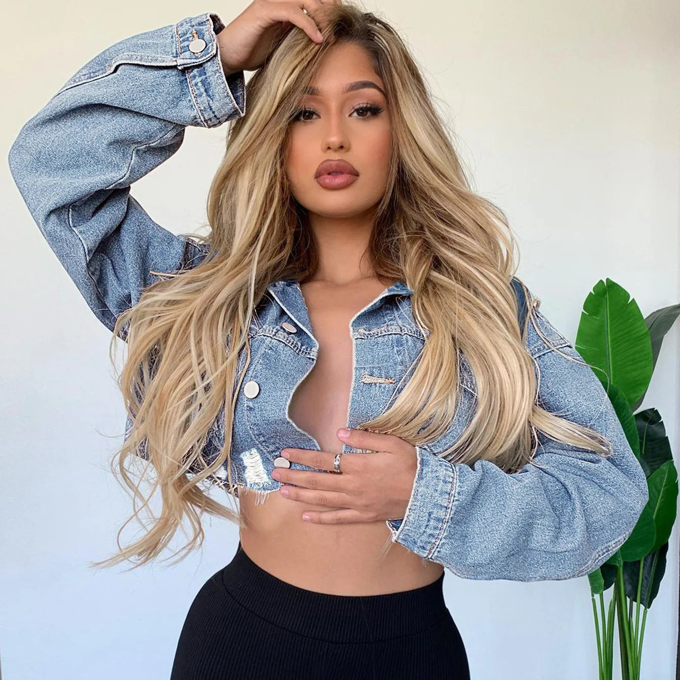 2023 Autumn New Long Sleeve Ripped Jacket Fashion Sexy Short Jeans Coat Casual Clothing XS-L