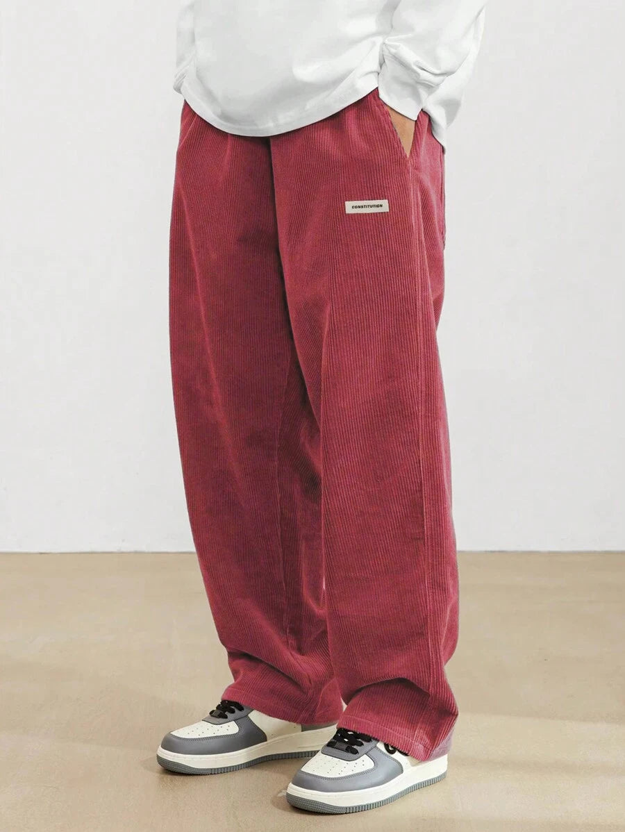 2026 new fashion Men's Corduroy Straight Casual Pants spring autumn Outdoor Streetwear with Drawstring Elastic Waist