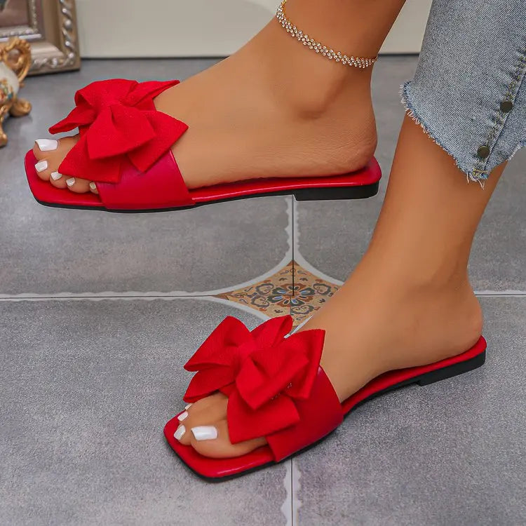 Women Flats Slippers Flat Casual Beach Slippers Summer Fashion Bow Tie Sandals Lightweight Outdoor Shoes for Women Slides Women