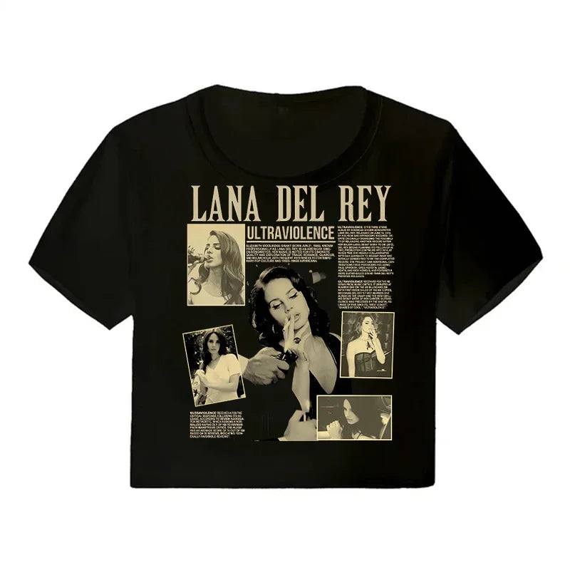 Crop Top Lana Del Rey Ldr Sailing Graphics T Shirt Cropped Harajuku Women Vintage Short-Sleeve T-Shirt Streetwear Female Tshirt