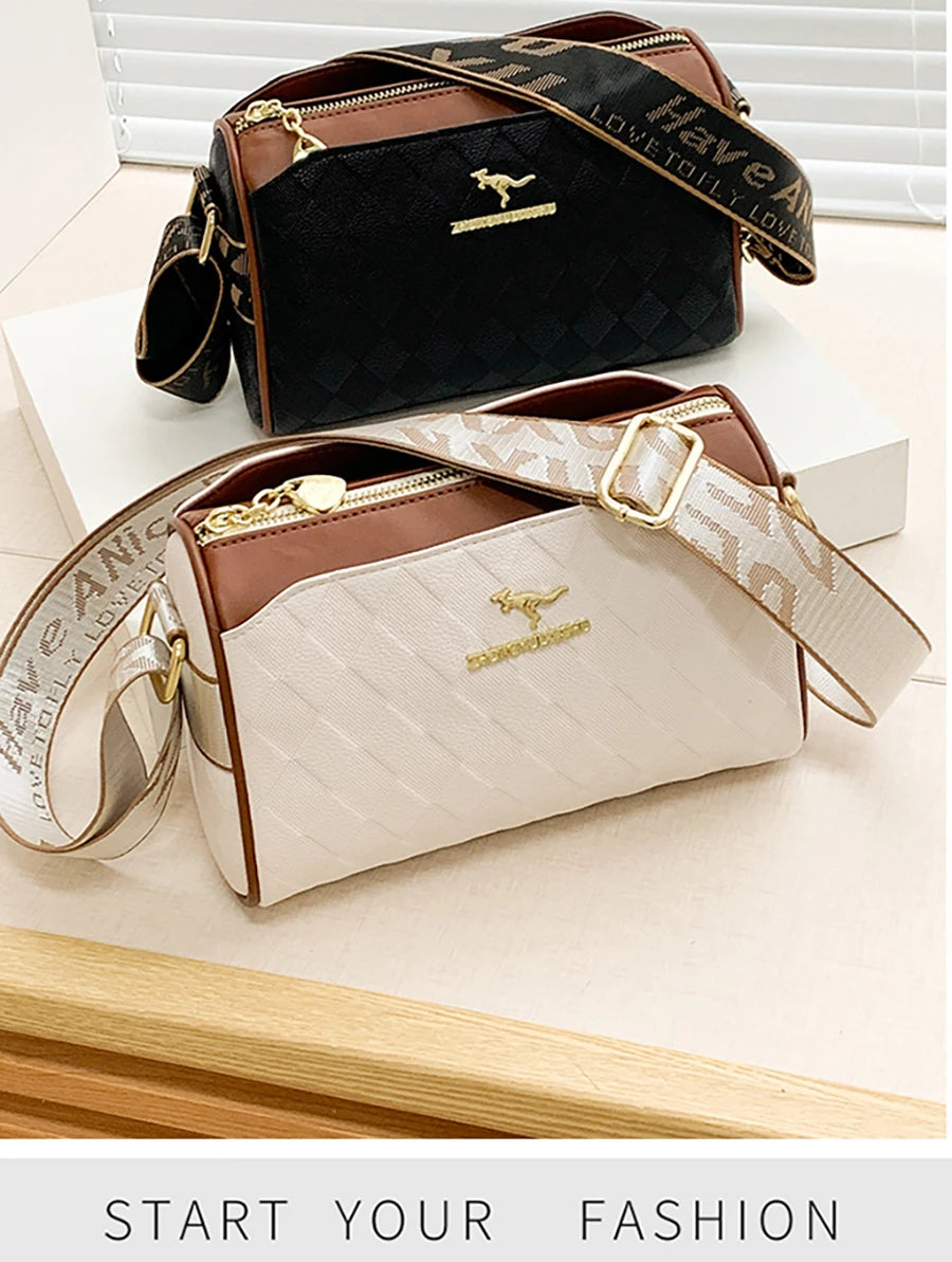 Famous Designer Women Messenger Bag PU Leather Checkered Crossbody Shoulder Bag