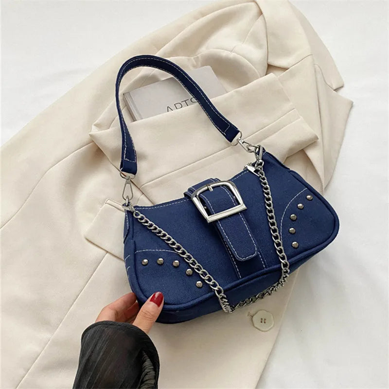 Simple Retro Underarm Bag Fashionable Trend Casual Shoulder Bag Canvas Casual Texture Crossbody Bag for Women