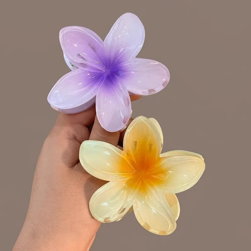 New Hawaiian Gradient Hair Clips Women Flower Hair Claws Shark Hairpins Vacation Beach Style Hairpins Hair Accessories