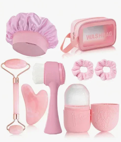 3/5/8/14pcs/Set Facial Beauty Massage & Cleansing Tool Kit, Includes Gua Sha, Massage Roller, Ice Globes, Face Brushes, Head