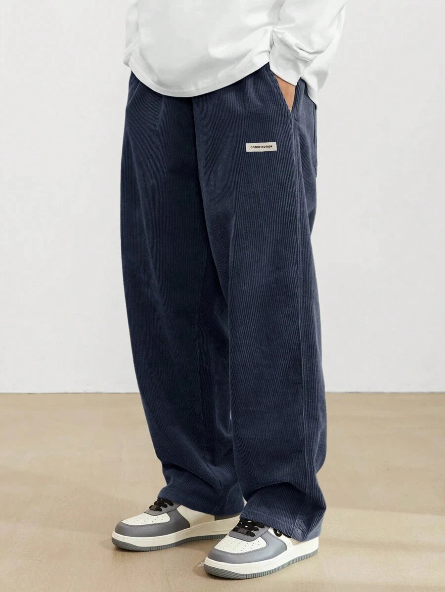 2026 new fashion Men's Corduroy Straight Casual Pants spring autumn Outdoor Streetwear with Drawstring Elastic Waist