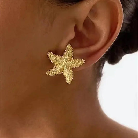 Fashion Exaggeration Summer New Golden Starfish Earrings for ladies Holiday Party Bohemian Jewelry Accessories for Gifts