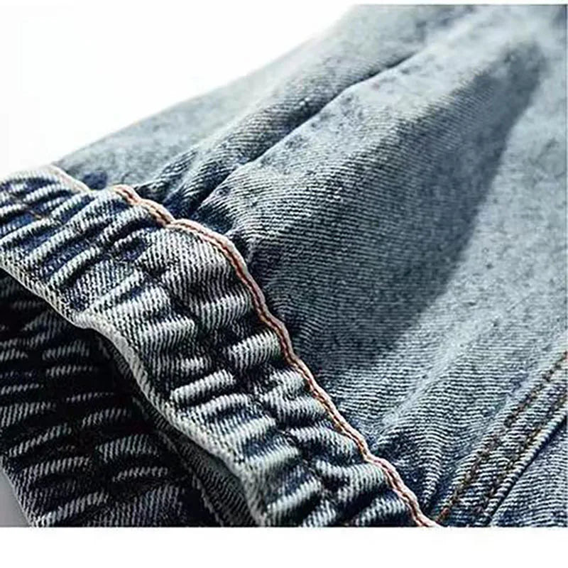 American Retro Jacket Snowflake Washed Vintage Denim Jacket Zipper Pocket Tooling Lapel Jean Coats Loose Motor Jaqueta Outerwear