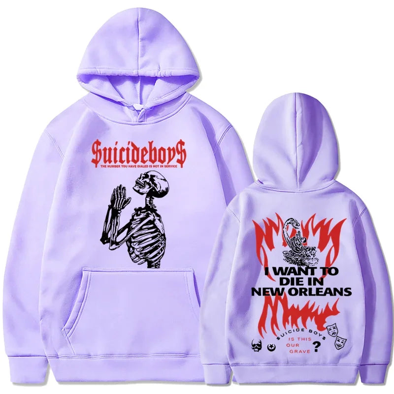 2025 new hoodie Suicide boy Wearing a hood, I want to die in New Orleans, super fashionable hoodie