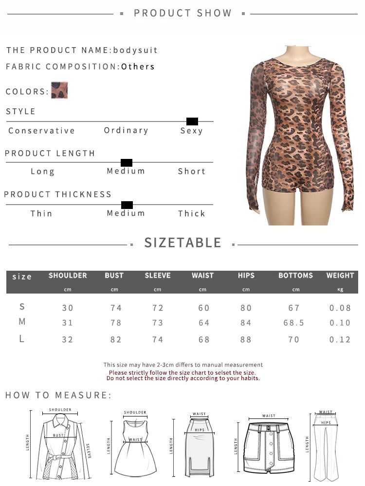 Leopard Backless Full Sleeve Romper — Women's Clubwear