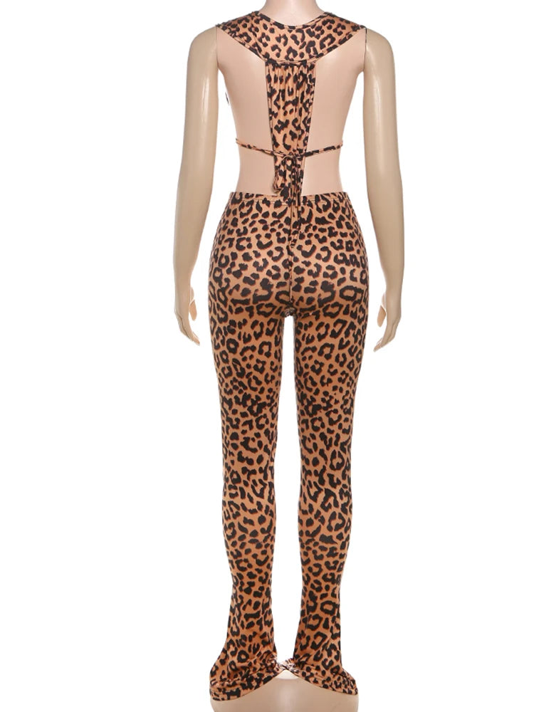 Weird Puss Sexy Hipster Women Tracksuit 2 Piece Set Deep V-Neck Sleeveless Bodysuit+Leggings Matching Hipster Streetwear Outfits