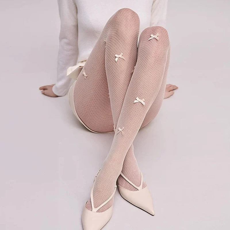 Sexy See Through Tights Stockings Women Fashion Slim Patchwork Bow Stocking Summer Thin Leggings Y2k Tights For Hot Girls 2025