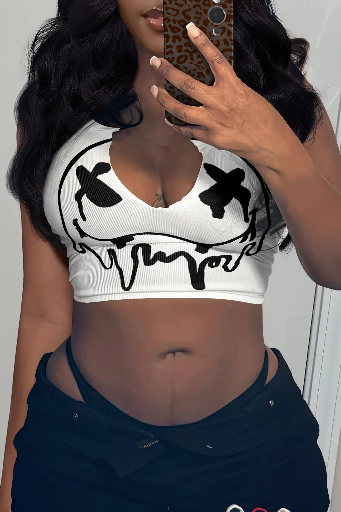 HLJ&GG 2024 INS Fashion Y2k T Shirts Letter Print Crop Tops Girls Streetwear Short Sleeve Slim-fit V-neck Tees T Shirt White New