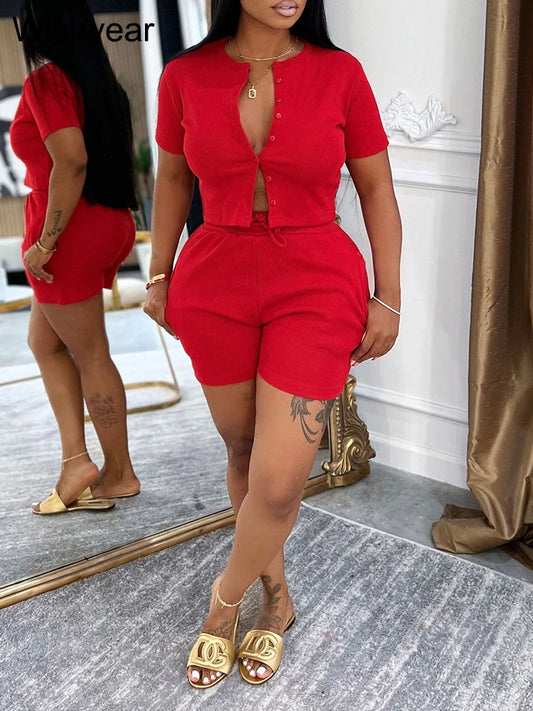 Casual Shirt Coats Tops and Shorts Two Piece Sets Fashion Short Sleeve Sports Streetwear Women Rib Hot Pants Outfits Sweat Suits