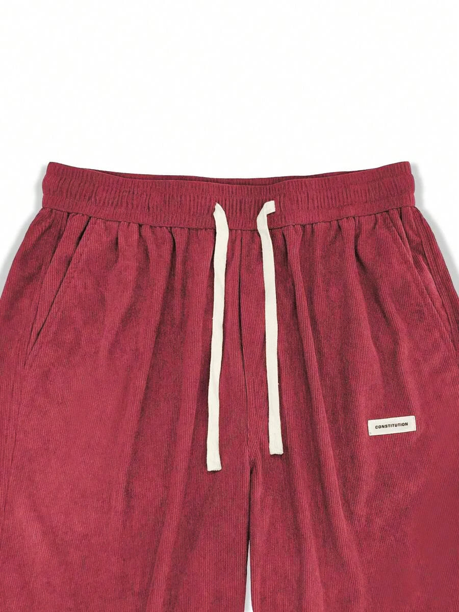 2026 new fashion Men's Corduroy Straight Casual Pants spring autumn Outdoor Streetwear with Drawstring Elastic Waist