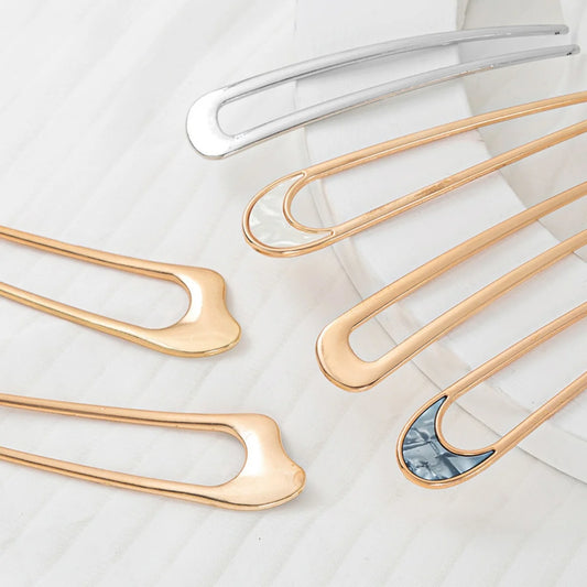 Shell Hairpin Metal U Shaped Hair Pins Hair Fork U French Hair Pin Simple And Fashionable Hair Accessories For Women
