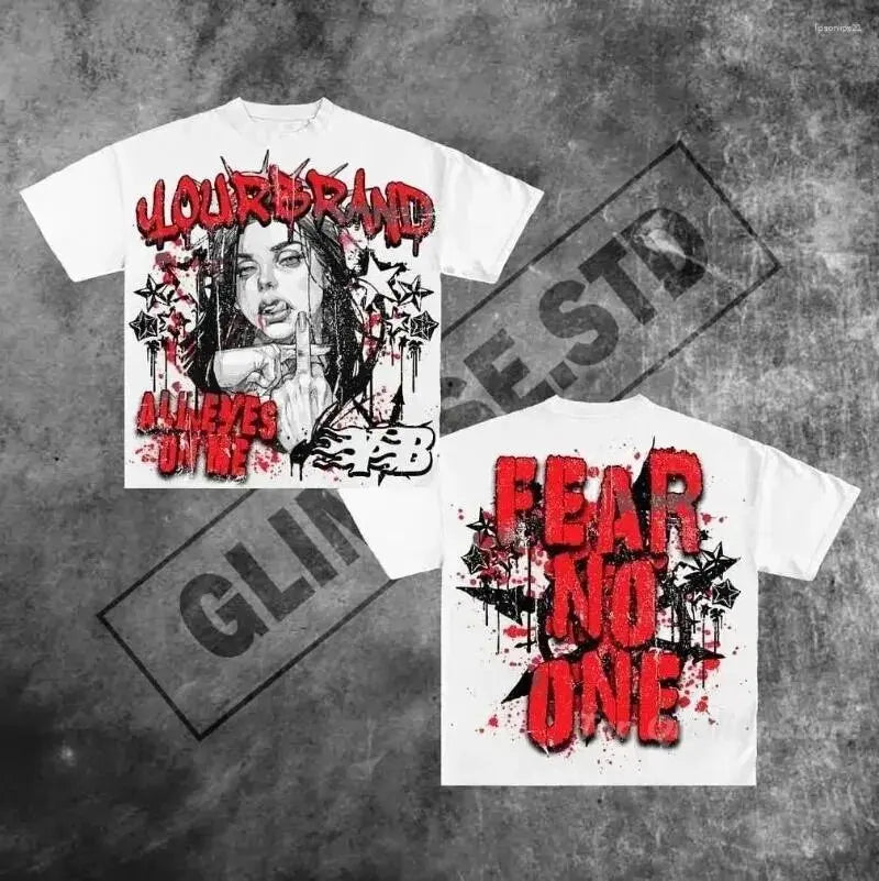 HLJ&GG Y2K Retro Pattern Printing Loose Tshirts Women Round Neck Short Sleeve Oversize Tops Fashion Female Cotton Top Streetwear