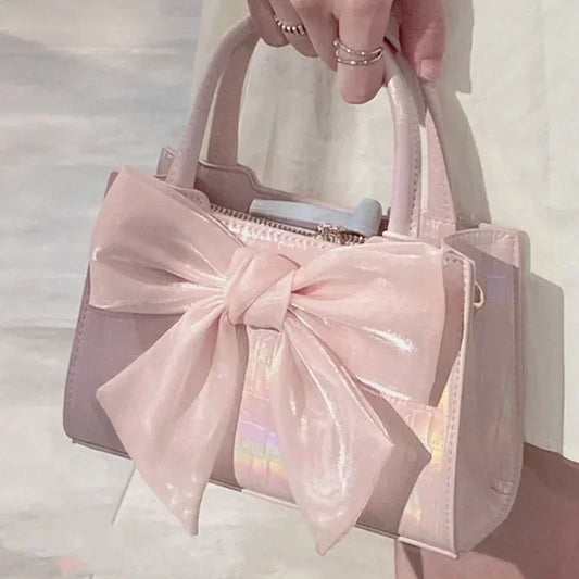 Fashion Womens Pink Bowknot Clutch Purse Shoulder Underarm Messenger Handbag