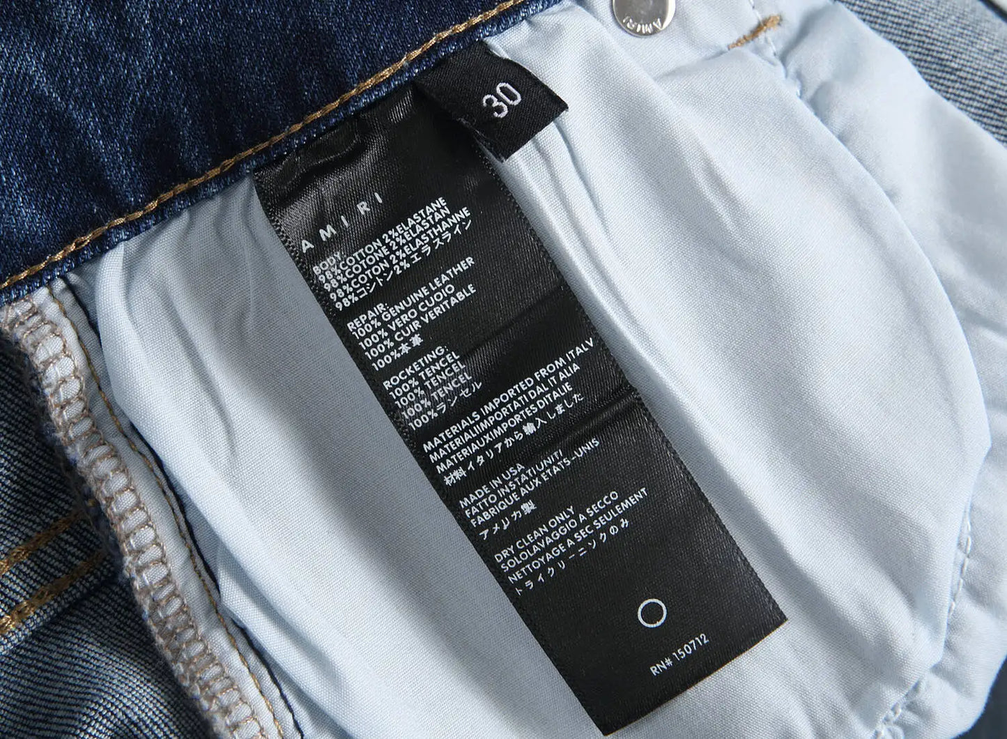 Current AM Brand Embroidered Distressed Patch High Street Youth Men's Slim Fit Skinny Pants