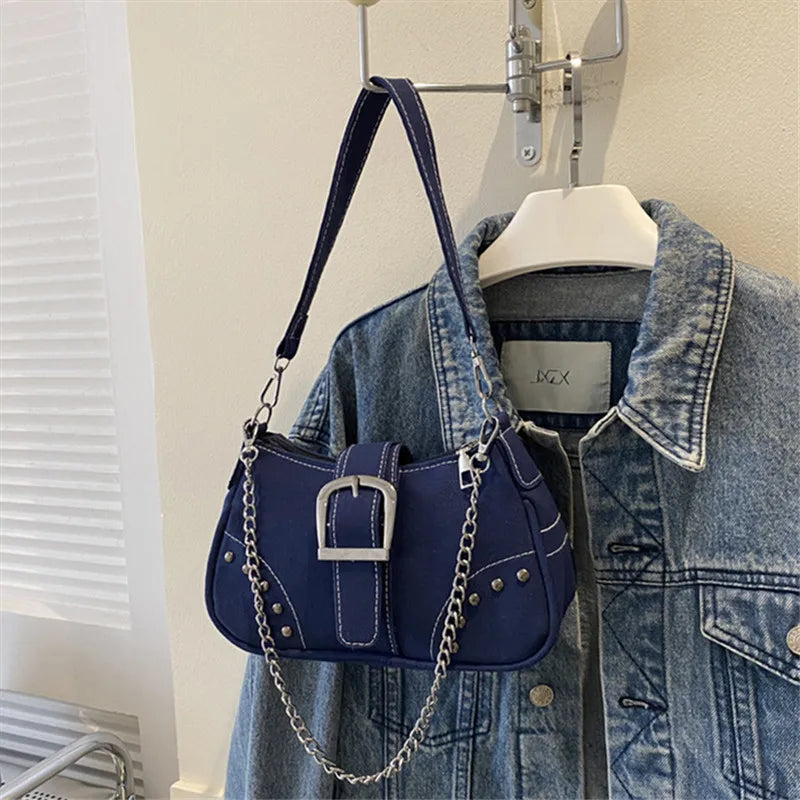 Simple Retro Underarm Bag Fashionable Trend Casual Shoulder Bag Canvas Casual Texture Crossbody Bag for Women