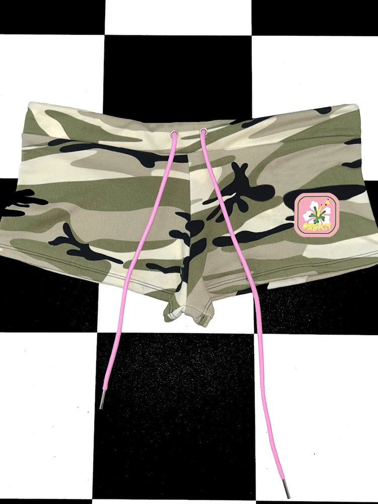 Fashion Y2K Letter print solid color shorts camouflage sexy fashion street casual super shorts cute goth summer mood girl shorts