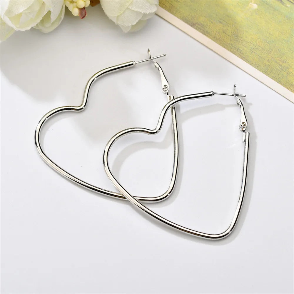 Geometric Large Circle Hoop Earrings For Women Statement Gold Color Ear Ring Fashion Jewelry Accessories Nightclub DJ Boho