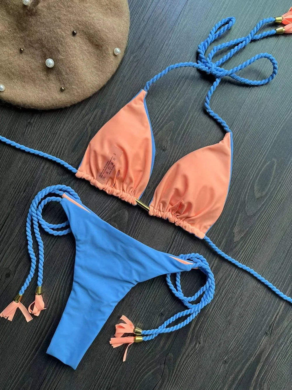 2025 New Sexy Beach Women's Swimsuit Braiding rope Bikinis Set Two-piece Triangle Swimwear Bathing Suit Brazilian Biquinis