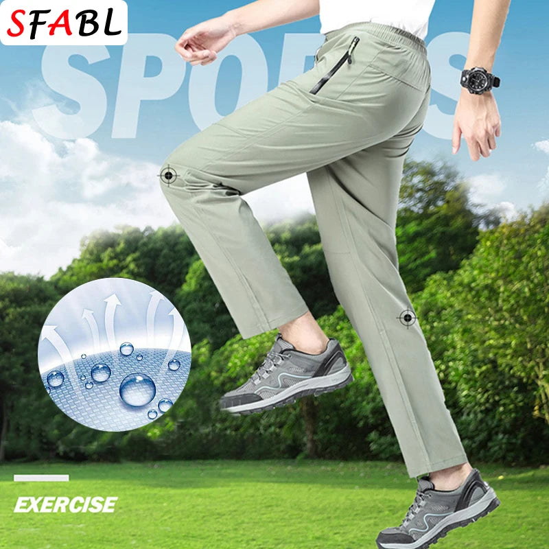 5XL High Stretch Outdoor Sport Hiking Pants Men Zipper Pockets Trousers Men Summer Thin Quick Dry Men's Pants Trekking Fishing