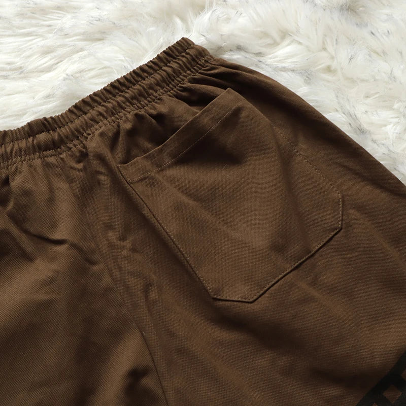 Cactus Jack Shorts Fashion Casual  Loose Color Blocking Patch Black Drawstring Elastic Waist Shorts Men Women Streetwear Pants