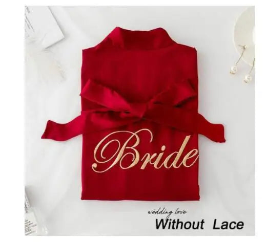 Summer Lace Sleepwear Bride&Bridemaid Wedding Robe Gown Solid Embroidery Kimono Bathrobe Women Casual Home Night Dress M L Xl