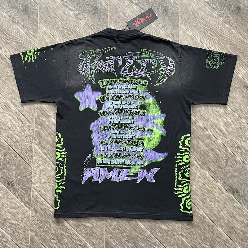 HS  Personalized letter portrait printed short sleeve T-shirt