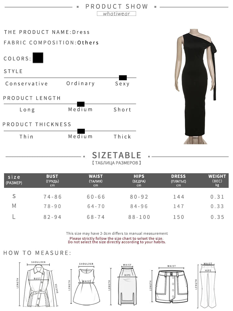 Weird Puss One-Shoulder Dress Woman Summer Sexy Solid Elegant Knot Bandage Sleeveless Bodyshape Simple Party Skinny Vestidos