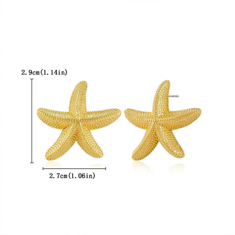 Fashion Exaggeration Summer New Golden Starfish Earrings for ladies Holiday Party Bohemian Jewelry Accessories for Gifts
