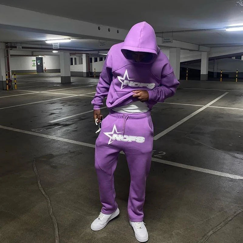 2024 New sweatsuit Letter Printing Streetwear Y2K Men's Hip Hop Oversized Hoodie Sweatshirt Sweatpant Casual Pants Sportswear