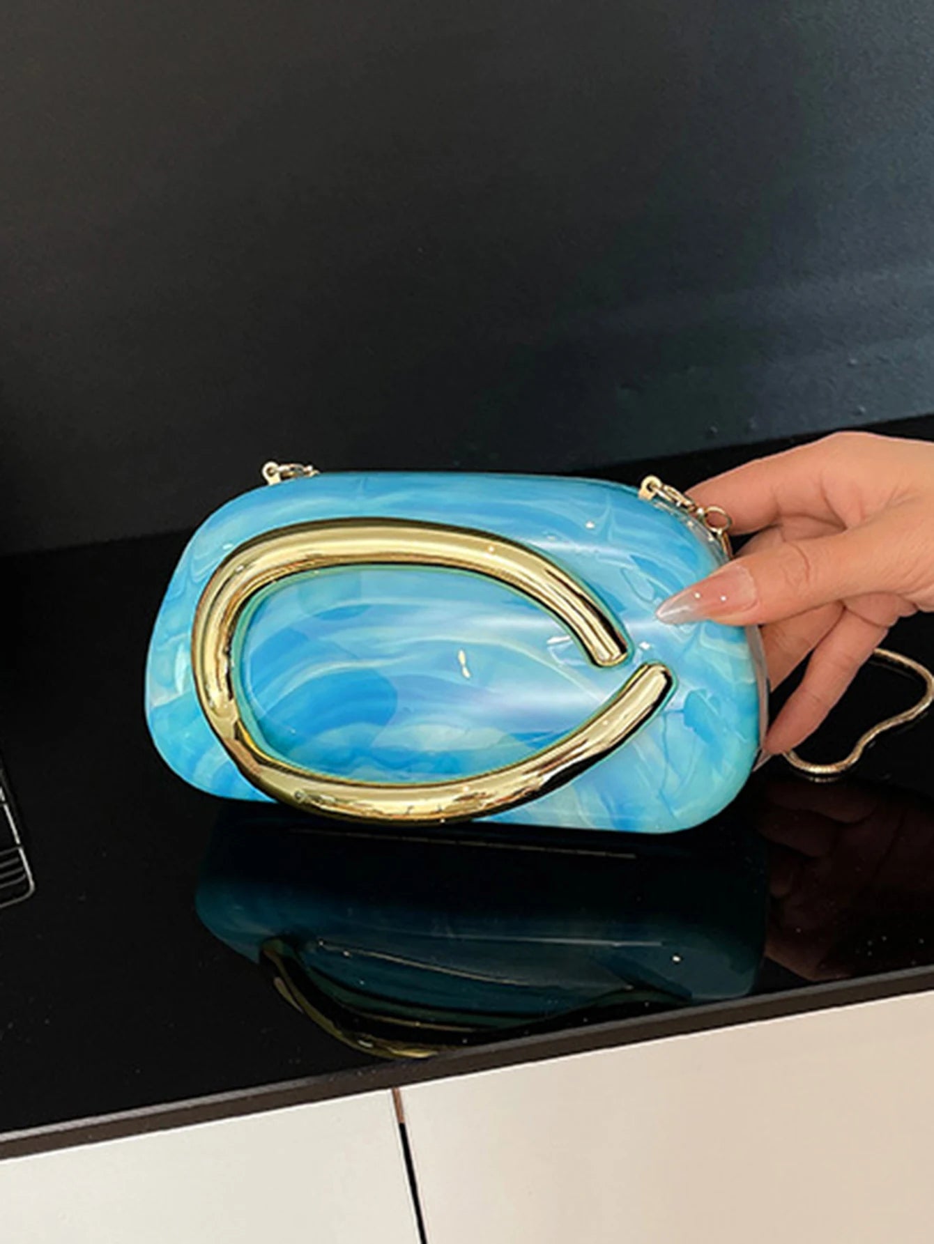 Women's Sealed Box Shaped Acrylic Clutch Fashion Dinner Wedding Party Handbag Elegant Luxury Designer Crossbody Shoulder Bag