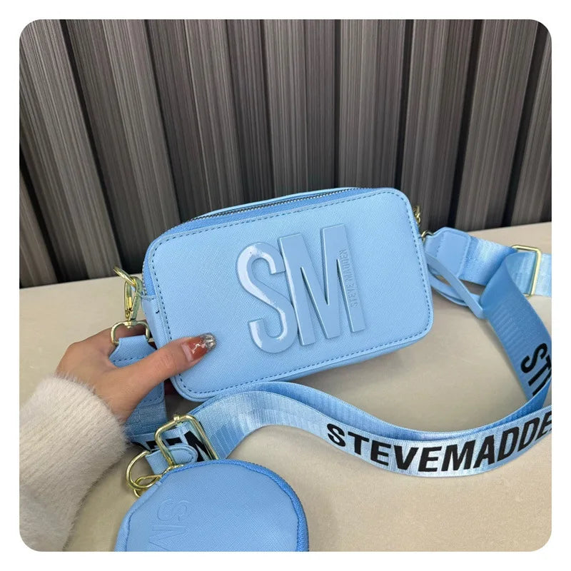 2024 Spring/Summer New Fashion Camera Bag with Wide Shoulder Strap, Lettering, Small Square Bag, Crossbody Bag