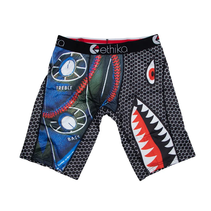 ETHIKA 1Pcs Men Underwear Boxers Breathable Mesh Crotch Man Underpants Plus Size L-3XL Mens Panties Printed Men's Boxers Briefs