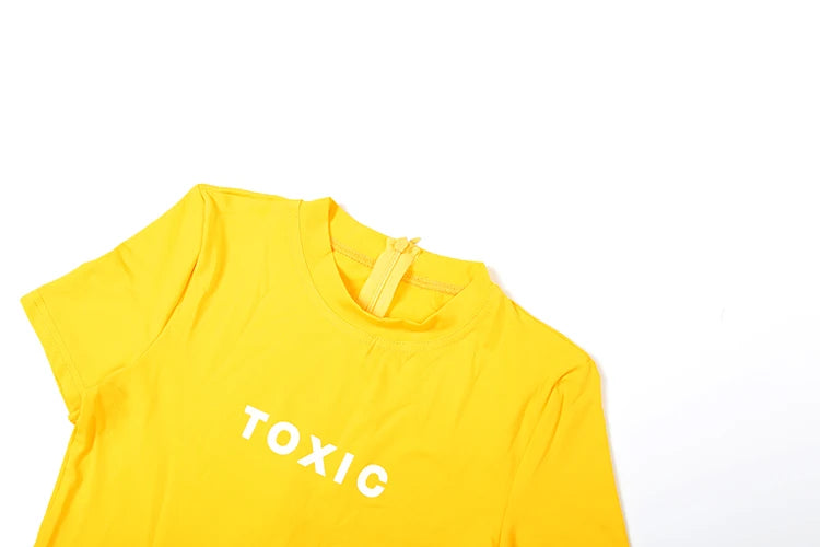 Weird Puss Letter Print Fashion Romper Women Body-Shaping  o-Neck Mini Sleeve Tight Peach Hip Casual Simple Workout Playsuits