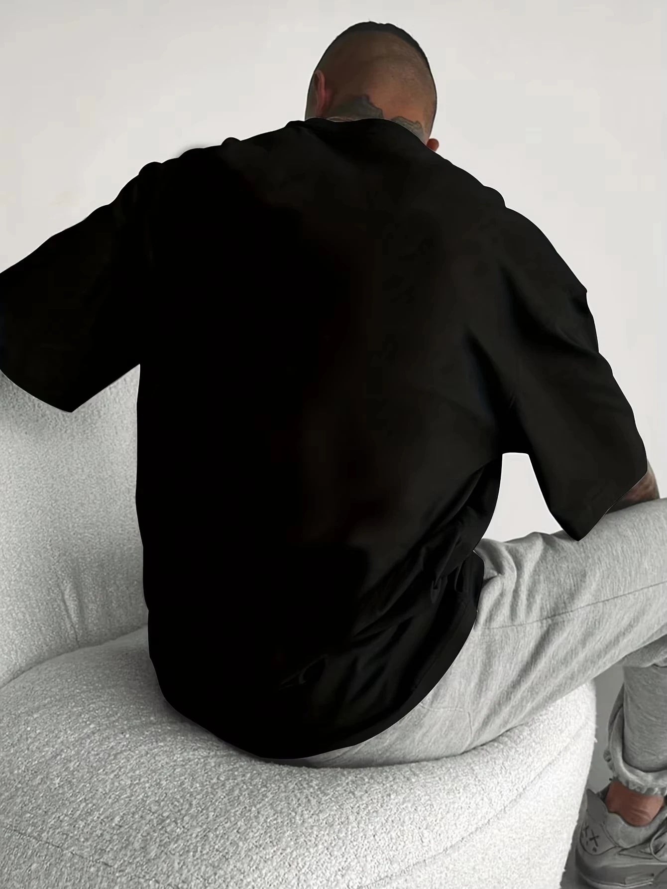 Summer Men's  Pure Cotton Casual Sports Loose and Fashionable Cartoon Bear Pattern Printed Round Neck Short Sleeved T-shirt