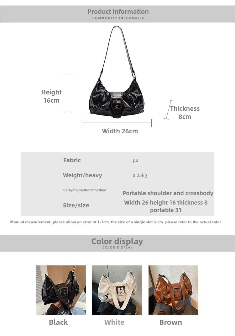 Y2K Retro Pleated Hobo Shoulder Bag for Women Hot Selling Maillard Style Underarm Bag Clutch Handbags for Travel Work Shopping
