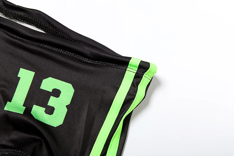 Weird Puss Letter Print 2 Piece Set Women Summer Y2K Beach Style Halter Bandage Bra Tops+Star Shorts Matching Vacation Swimsuit